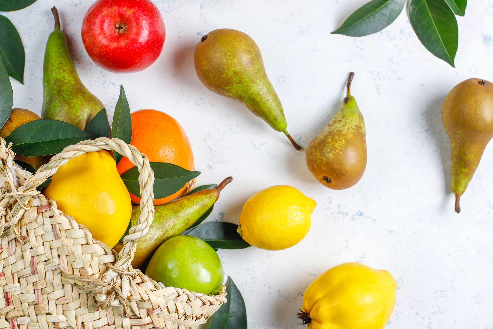 fruits, poire, pomme, cantine