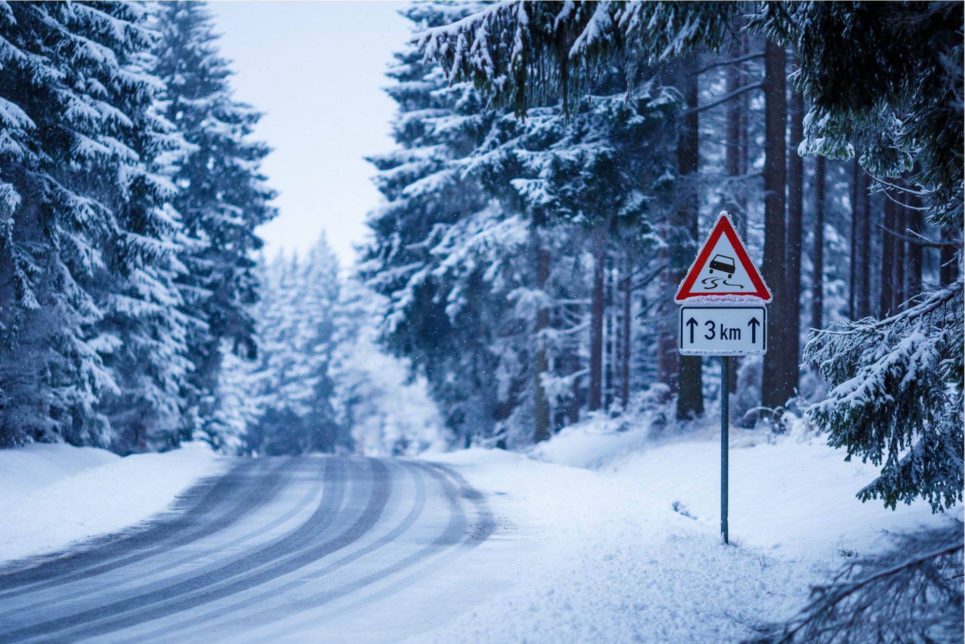 neige, route, hiver